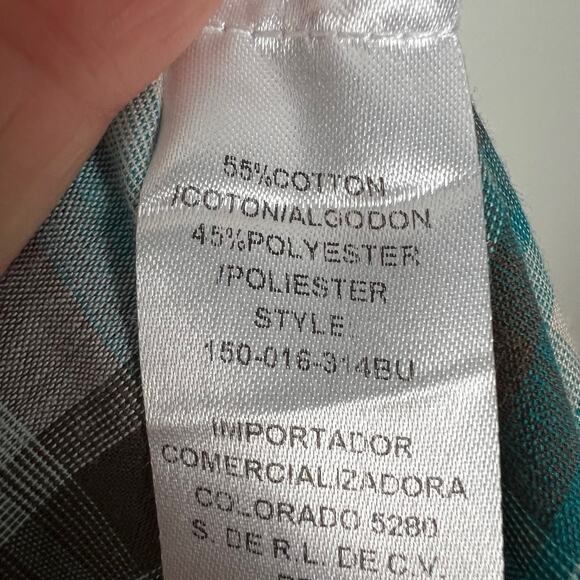 Roper Women's Large Plaid Print Embroidered Pearl Snap Western Shirt Long Sleeve - Picture 8 of 9